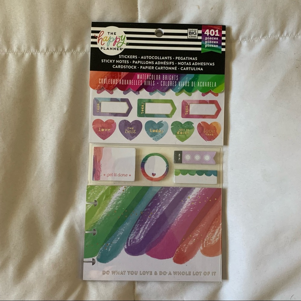 The Happy Planner Watercolor Brights Stickers + Sticky Notes + Cardstock